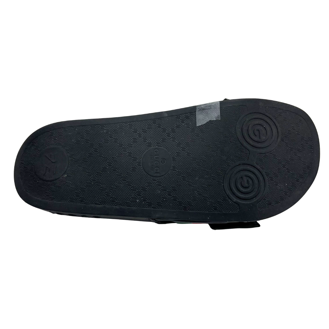 Gucci 37 Black/Multi Canvas/Leather Flip Flops