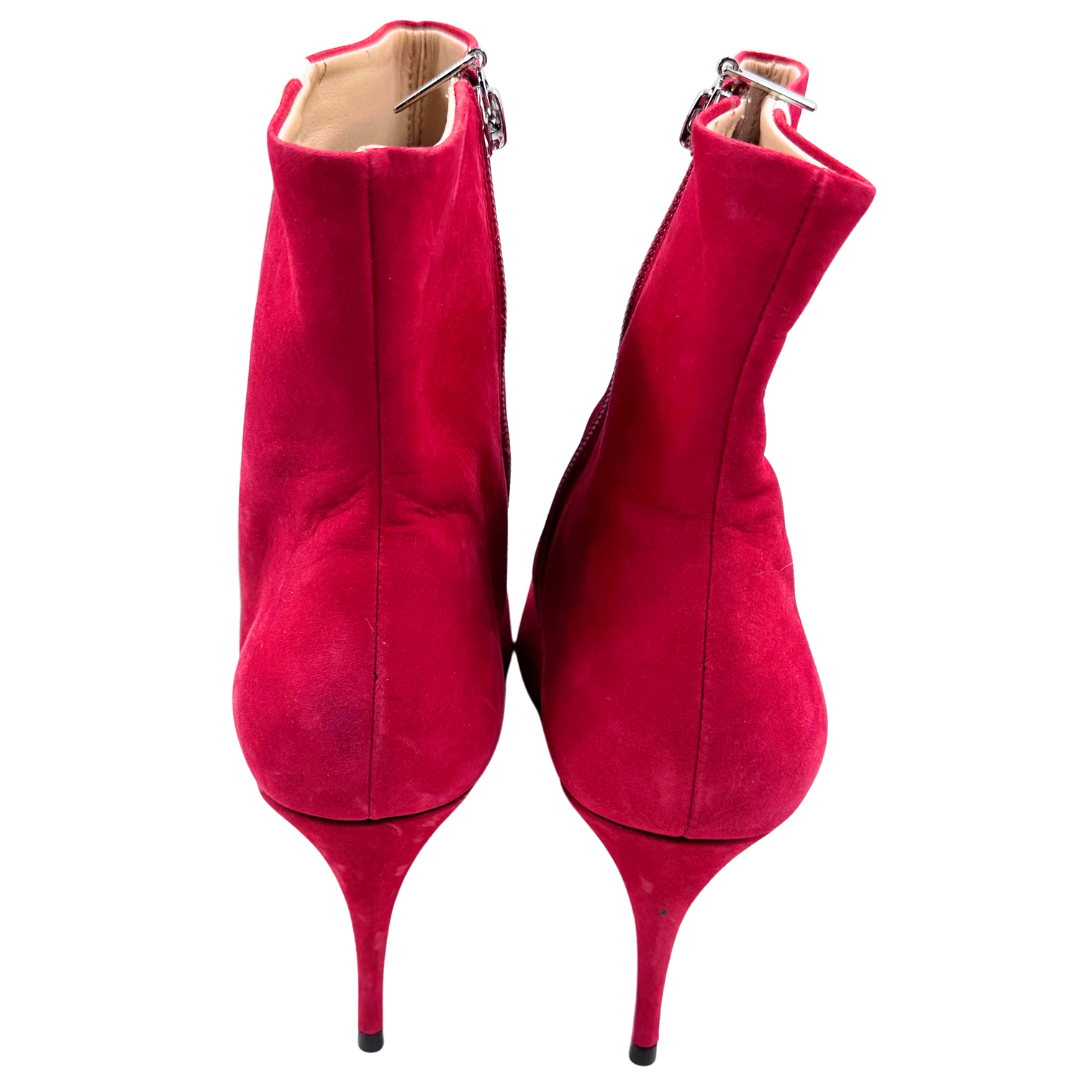 Schutz 10 red/white Suede Booties