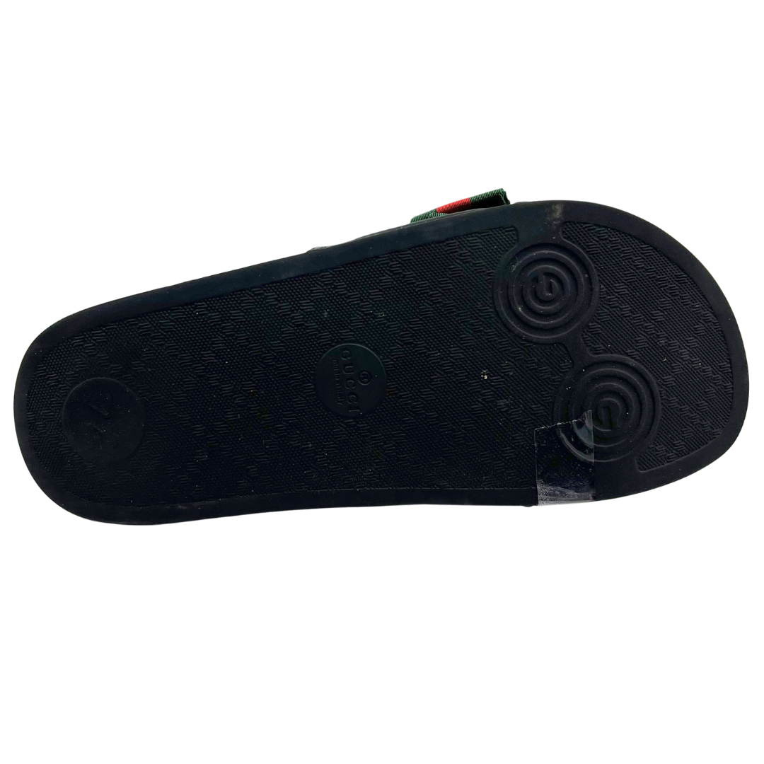 Gucci 37 Black/Multi Canvas/Leather Flip Flops