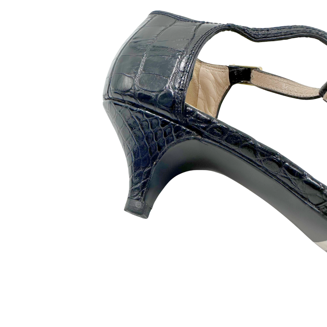 Chanel 7.5 38 Black Leather Heels