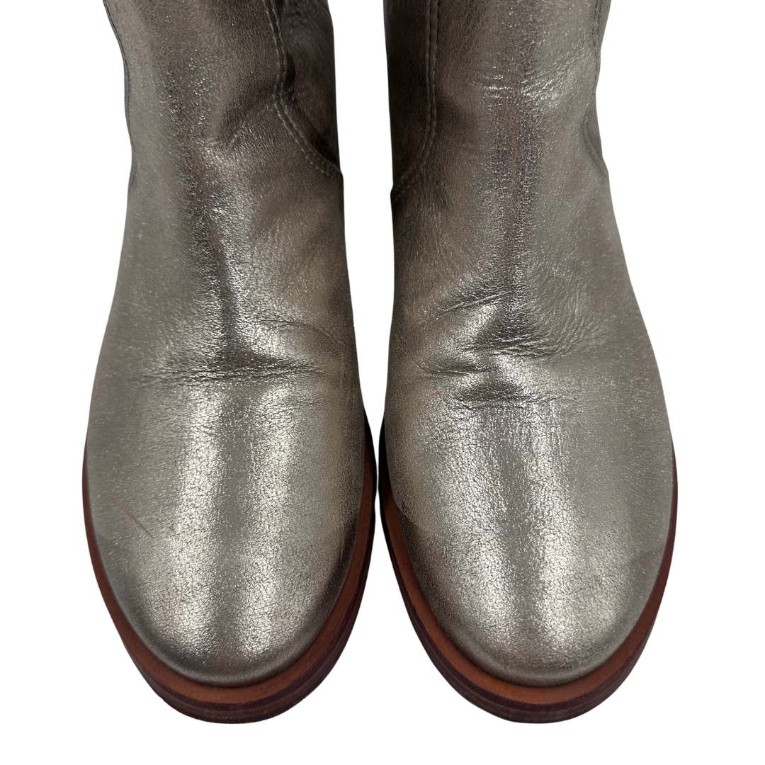 Tory Burch 10.5 Gold Metallic Leather Booties
