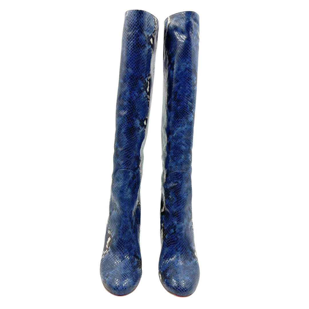 Mavette 10 40 Blue/White Python Skin Boots
