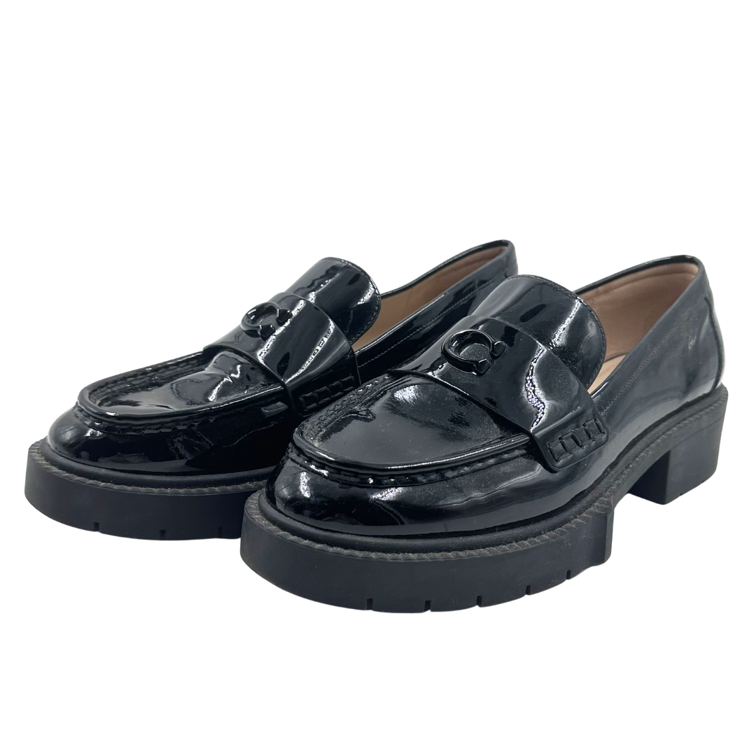 Coach 9 39.5 Black Patent Leather Loafers