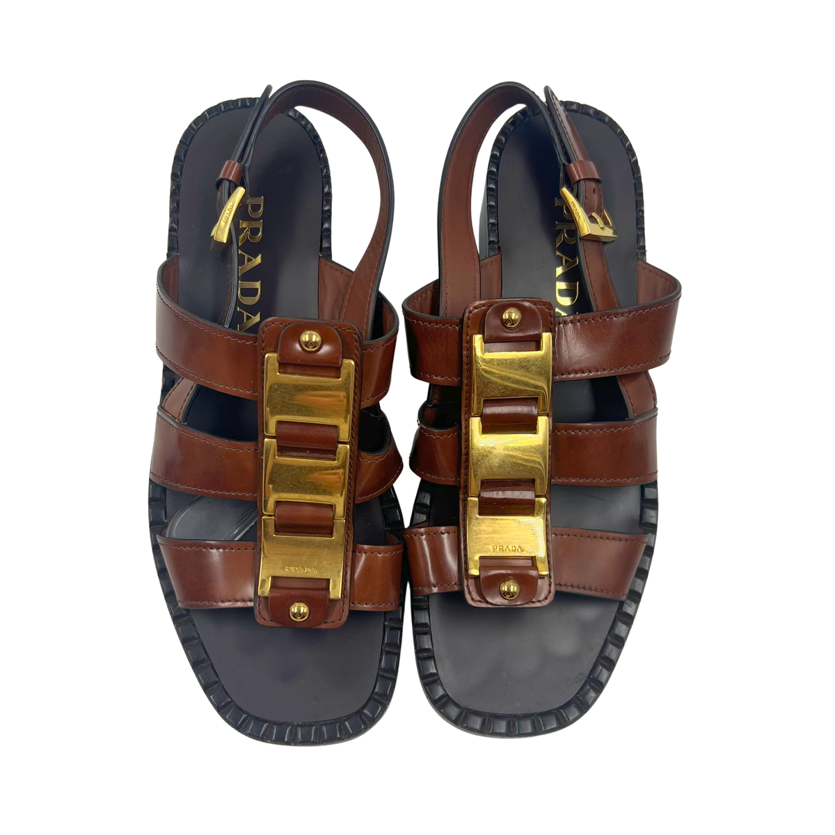 Prada 40.5 Brown/Black Sandals