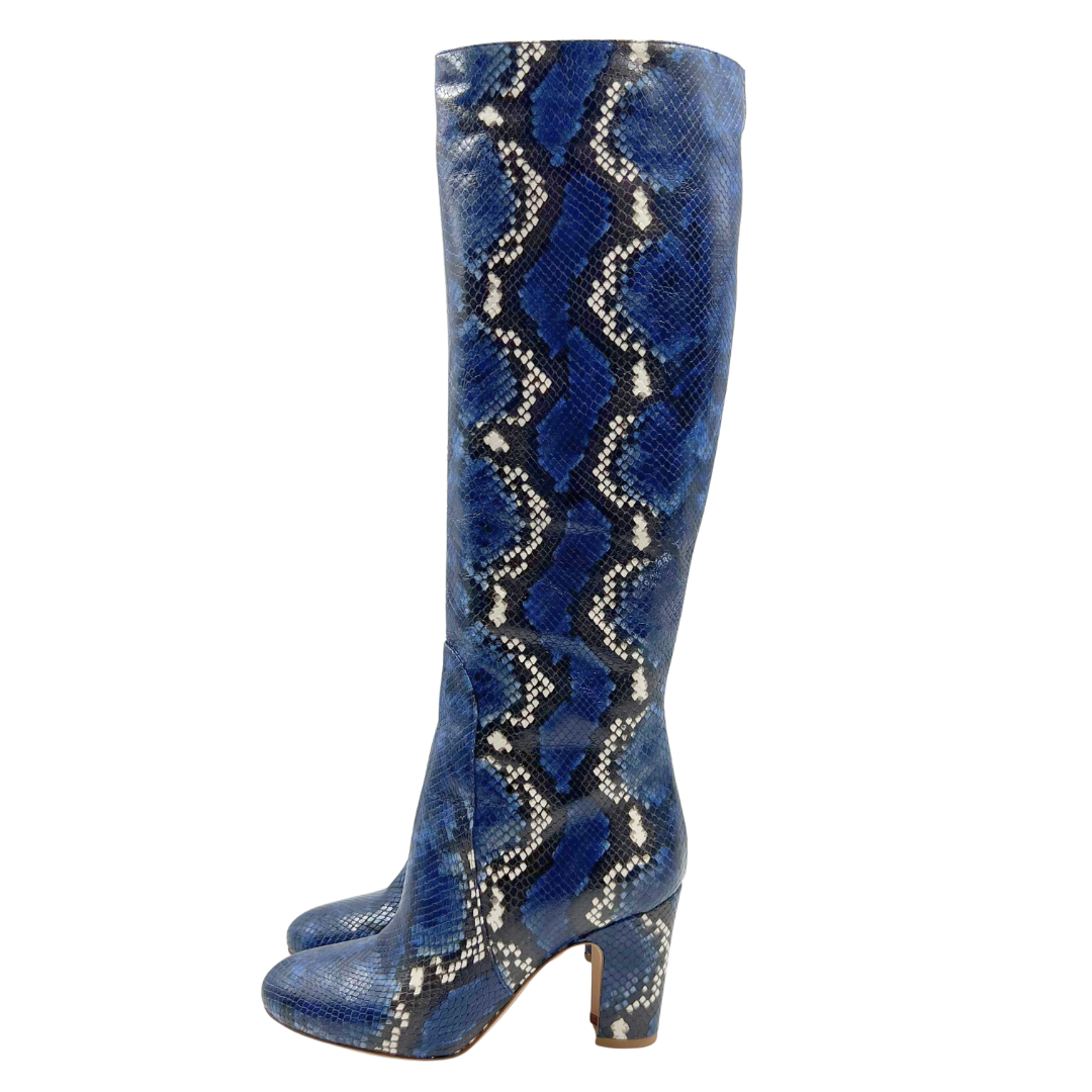 Mavette 10 40 Blue/White Python Skin Boots