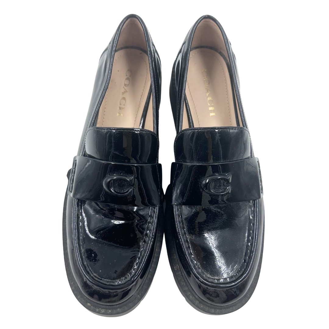 Coach 9 39.5 Black Patent Leather Loafers