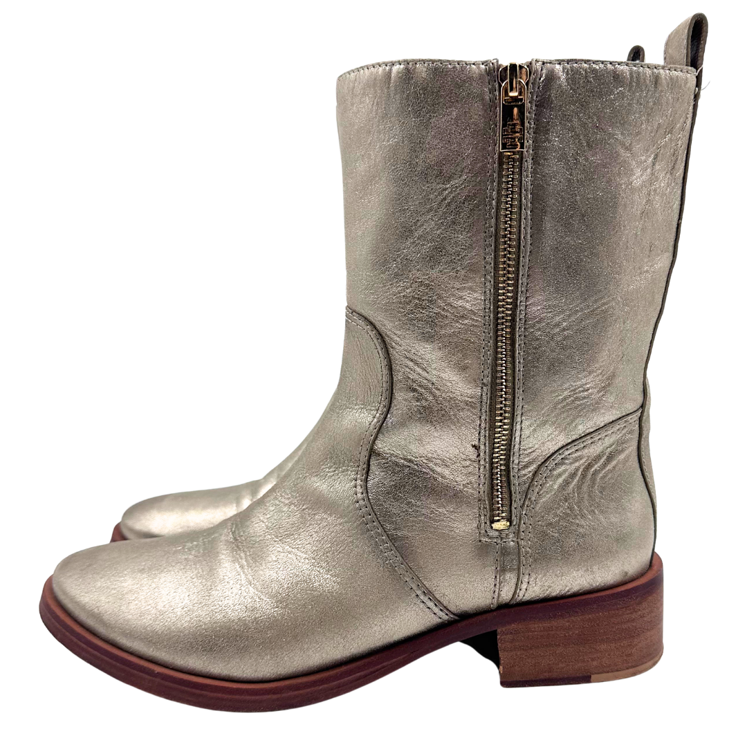 Tory Burch 10.5 Gold Metallic Leather Booties