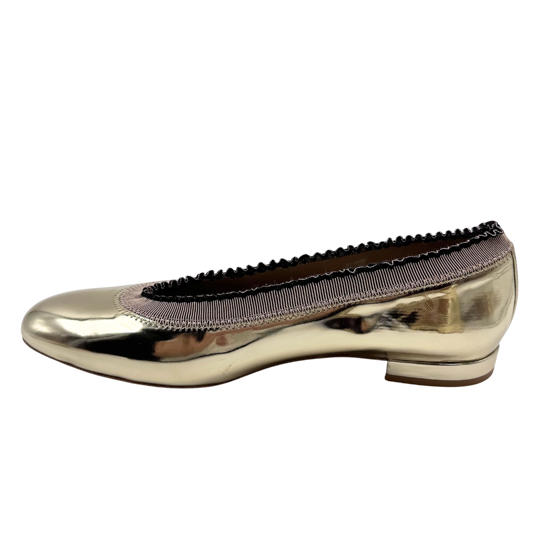 Ulla Johnson 38 Gold Elise Ruffle Ballet Flats
