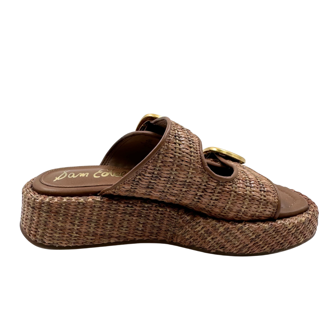 Sam Edelman 6 Tan/Brown Faux Leather Slides