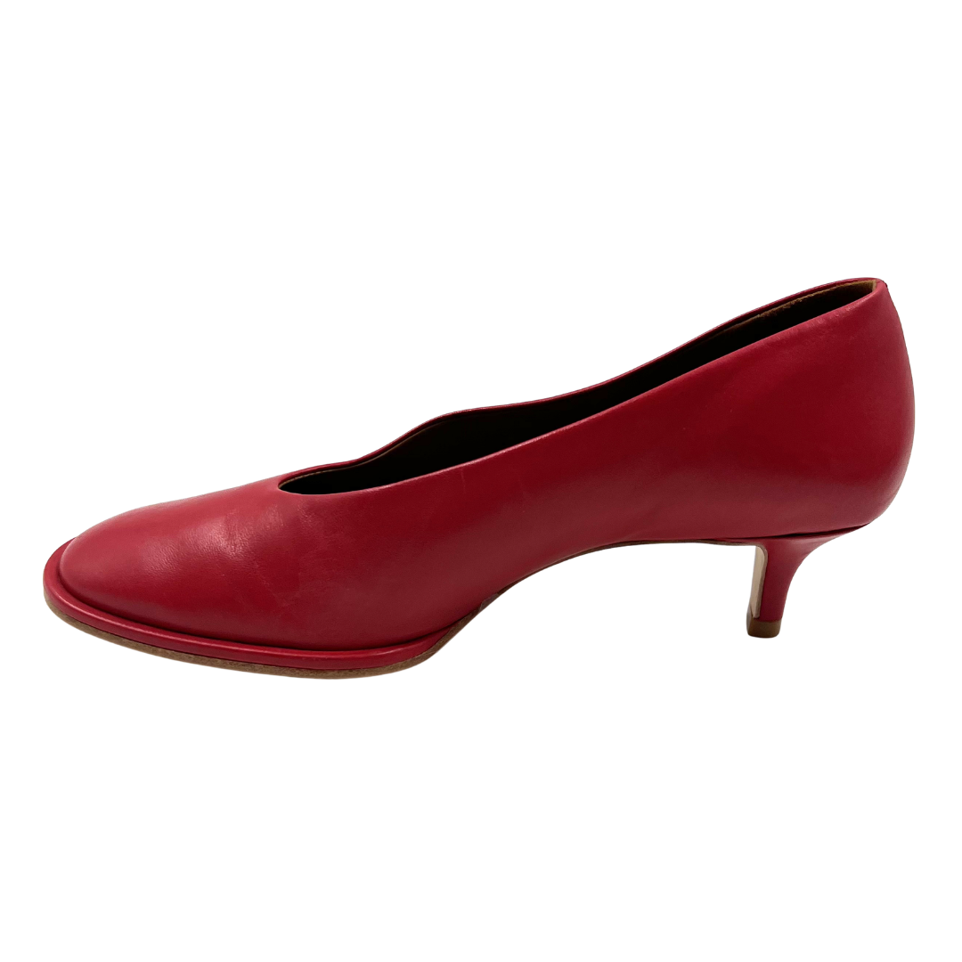 Reformation 7 Red Leather Gracelynn Heels