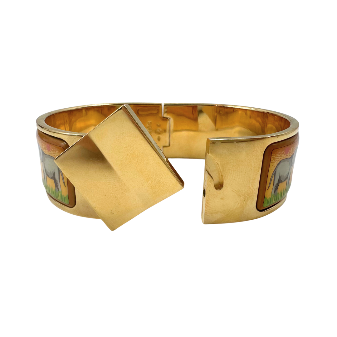 Hermes Clic Clac Vintage Printed Enamel PM Bracelet