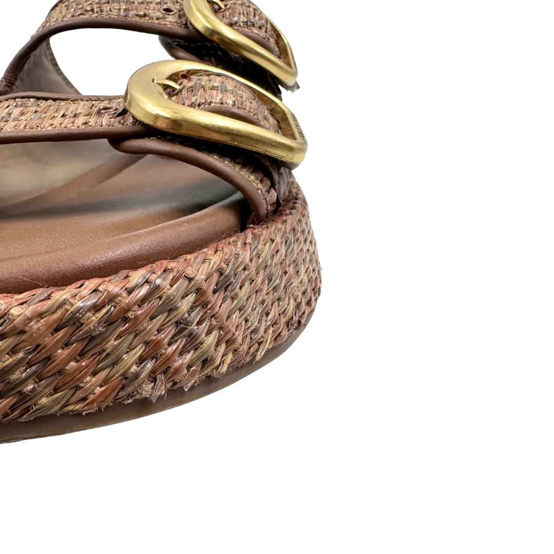 Sam Edelman 6 Tan/Brown Faux Leather Slides