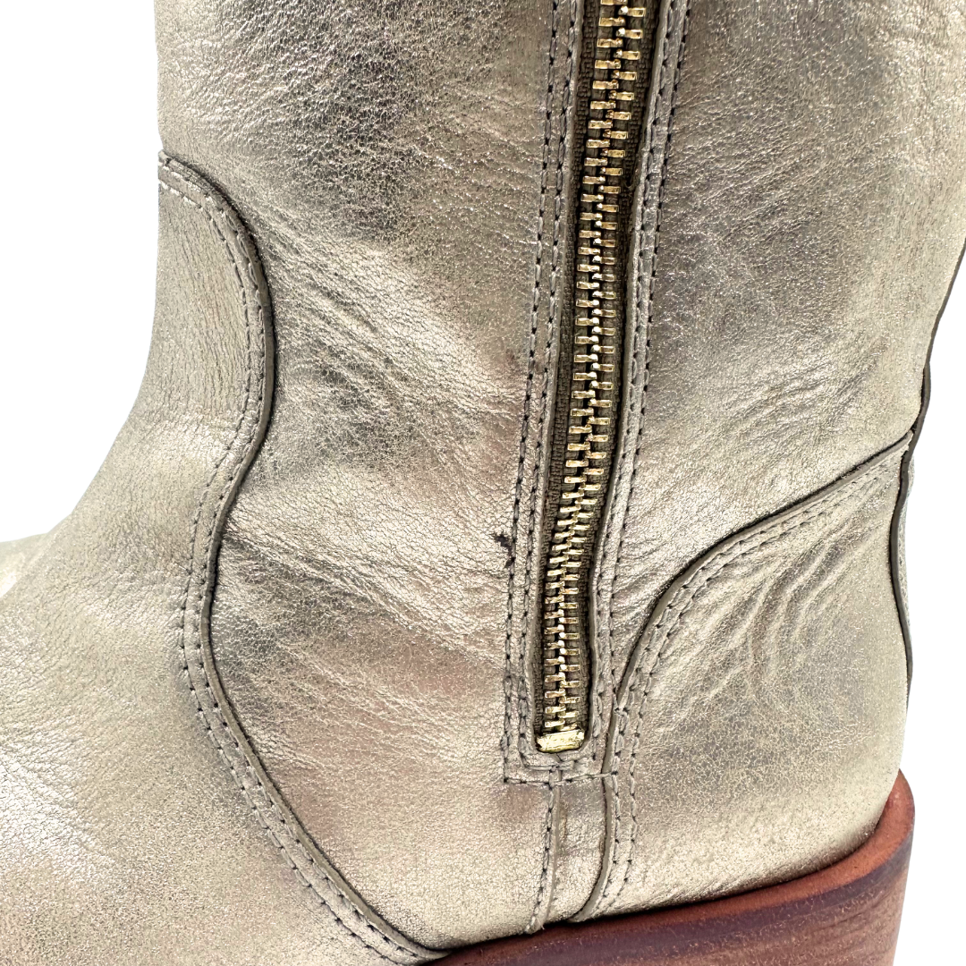 Tory Burch 10.5 Gold Metallic Leather Booties