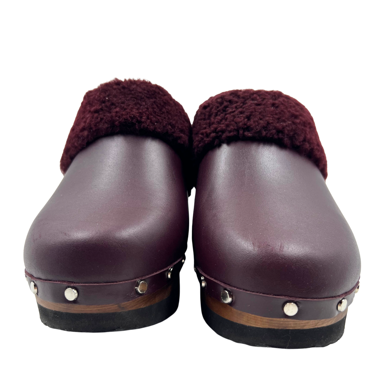 M. Gemi 8 38 Burgundy Leather Clogs