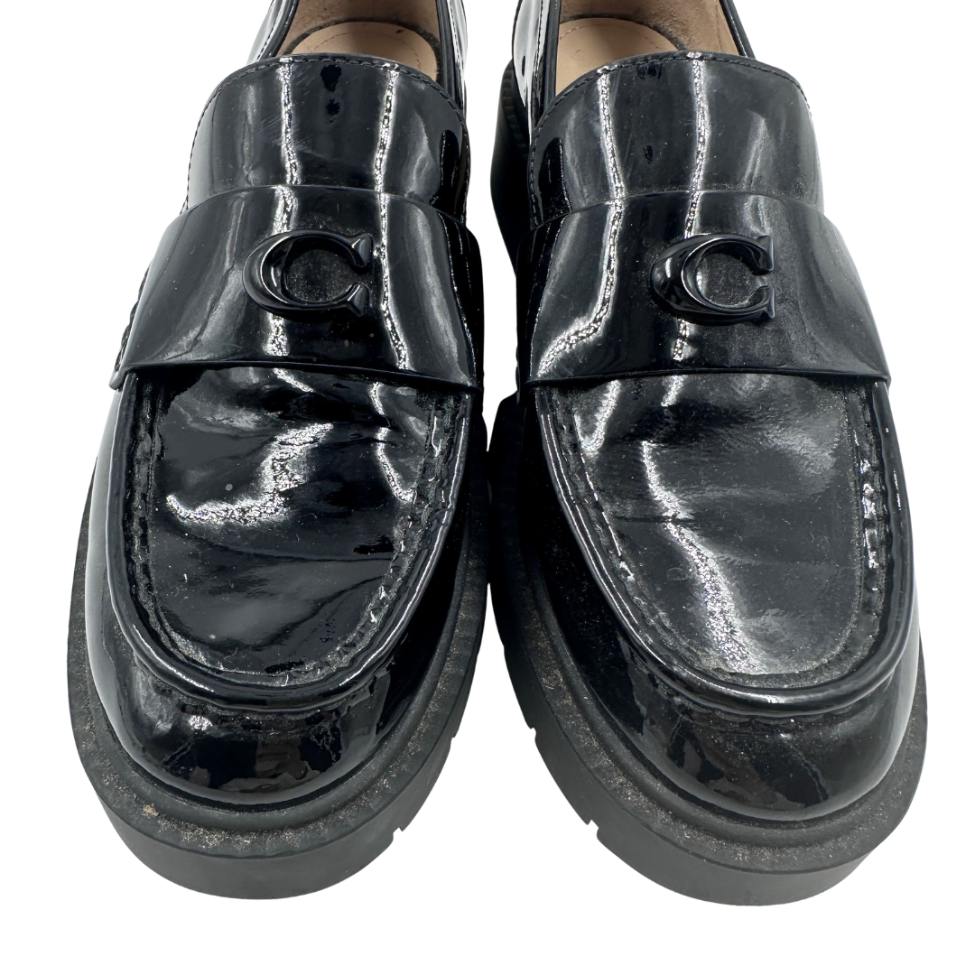 Coach 9 39.5 Black Patent Leather Loafers