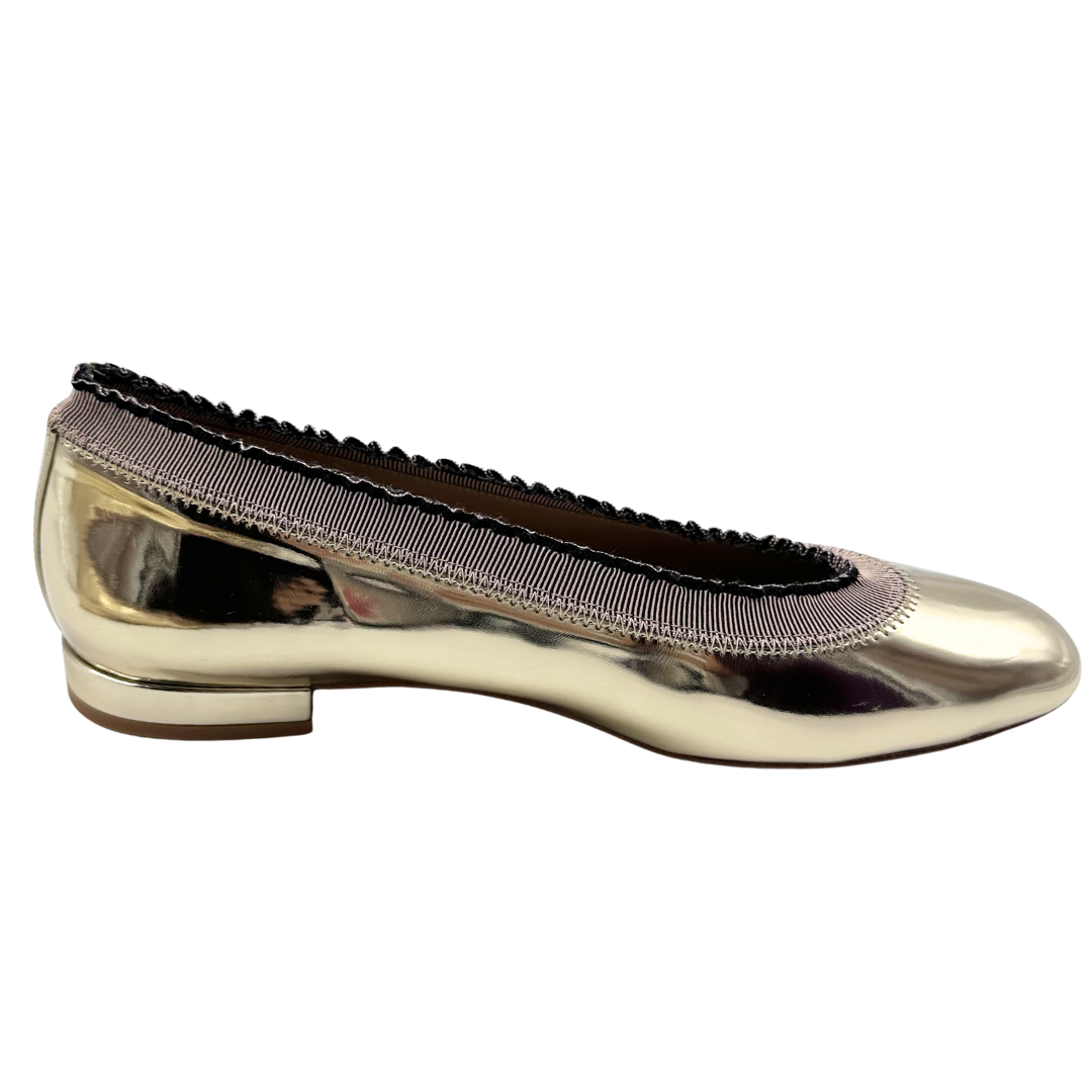 Ulla Johnson 38 Gold Elise Ruffle Ballet Flats