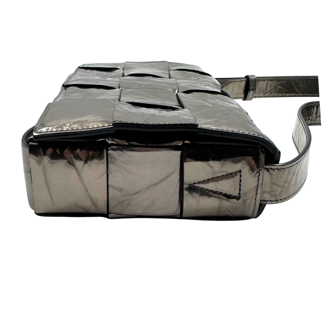 Bottega Veneta Intrecciato Patent Leather Cassette Crossbody