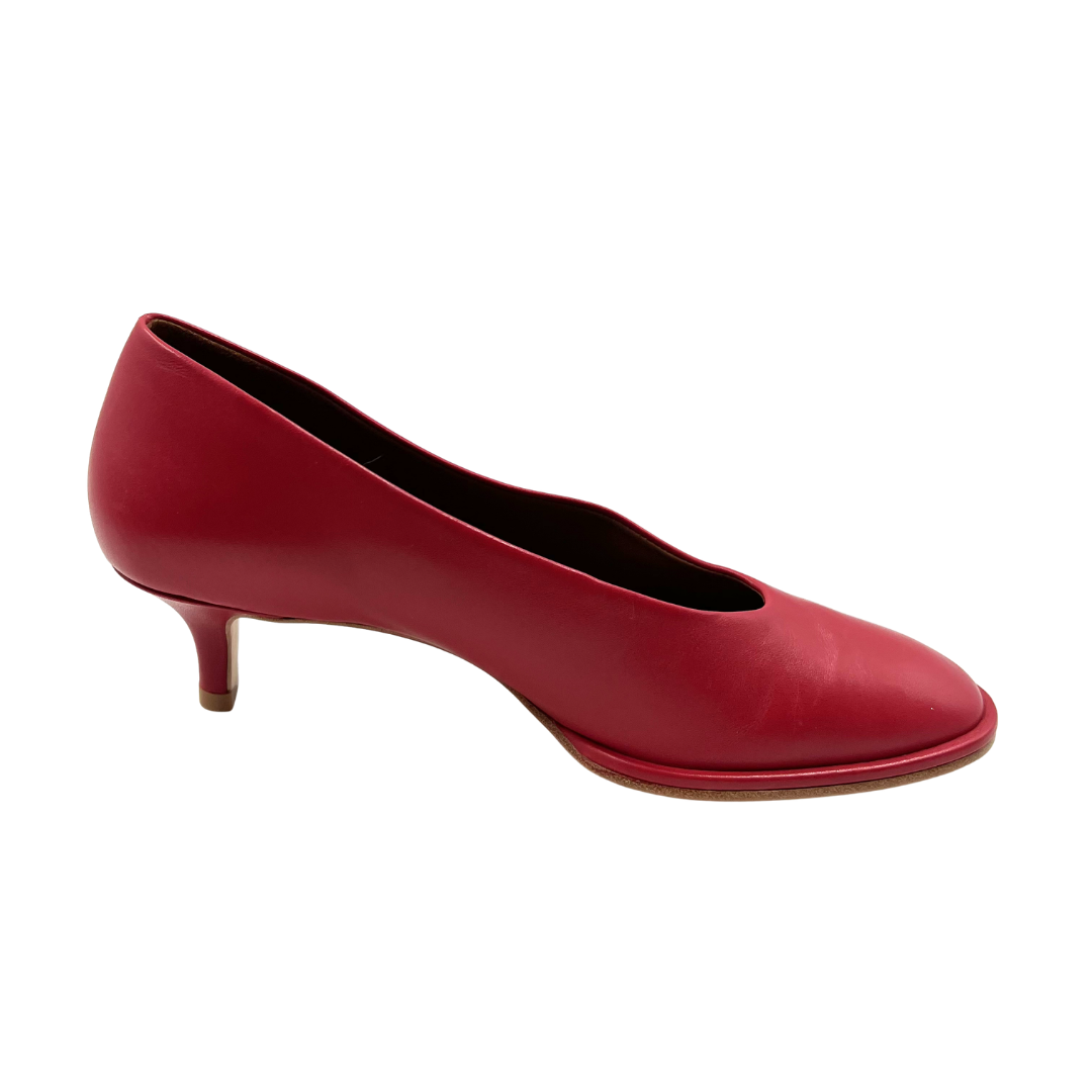 Reformation 7 Red Leather Gracelynn Heels