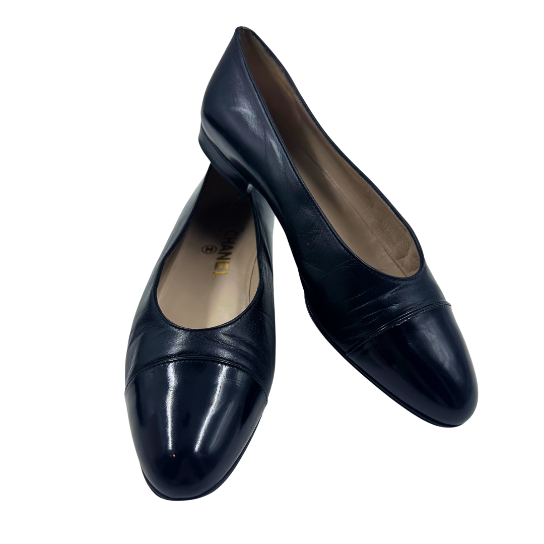 Chanel Black Leather Flats