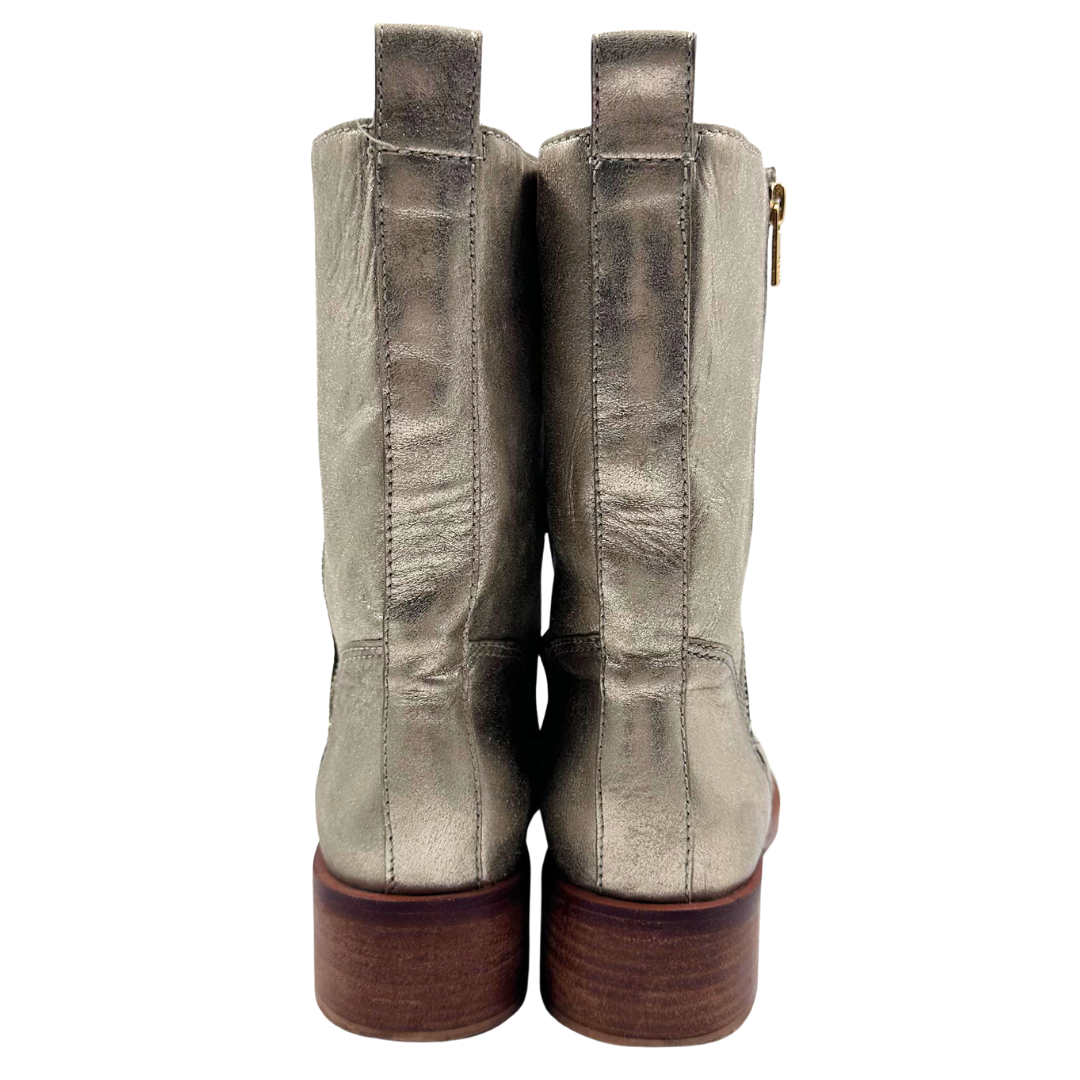 Tory Burch 10.5 Gold Metallic Leather Booties
