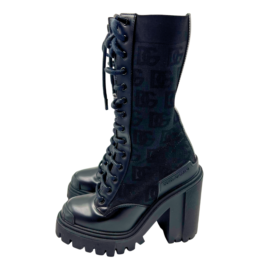 Dolce & Gabbana 5.5 35.5 Black Leather Boots