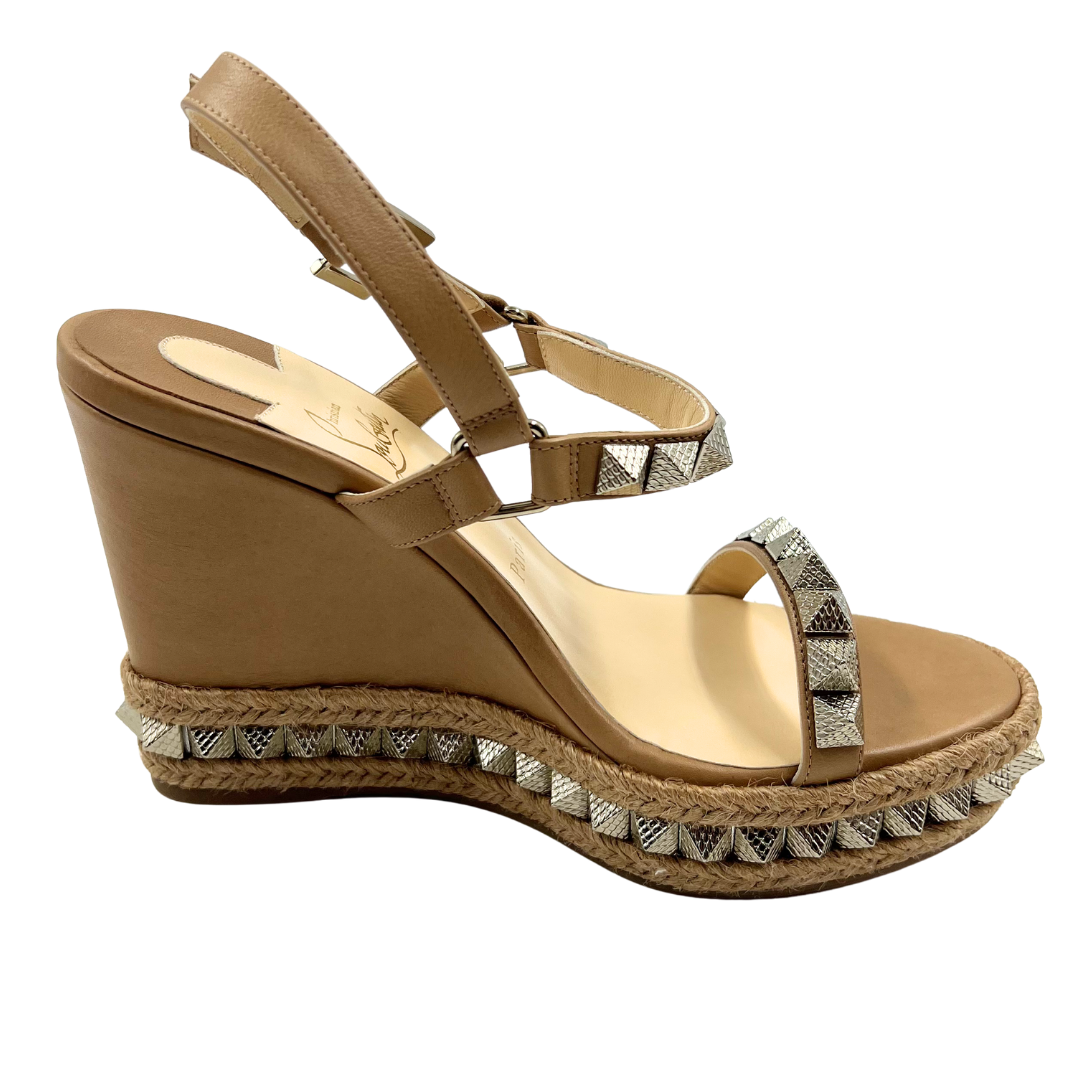 Christian Louboutin 39 Tan Pyraclou 110 Wedges