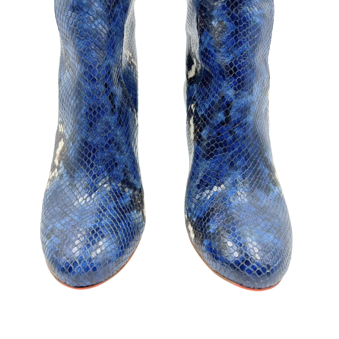 Mavette 10 40 Blue/White Python Skin Boots
