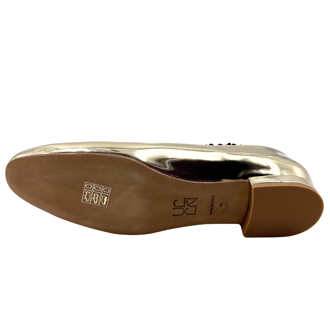 Ulla Johnson 38 Gold Elise Ruffle Ballet Flats