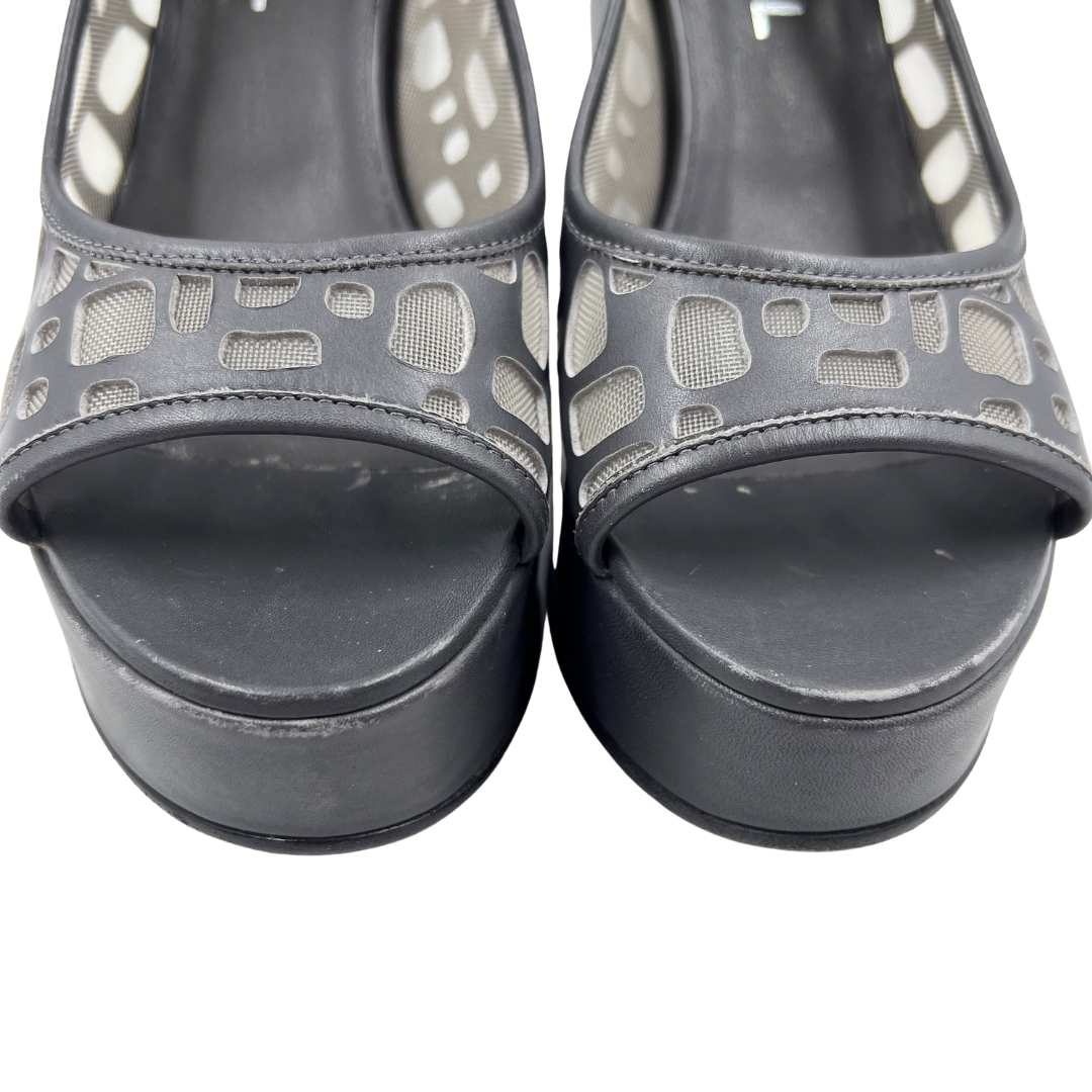 Chanel 38.5 Grey Leather Heels