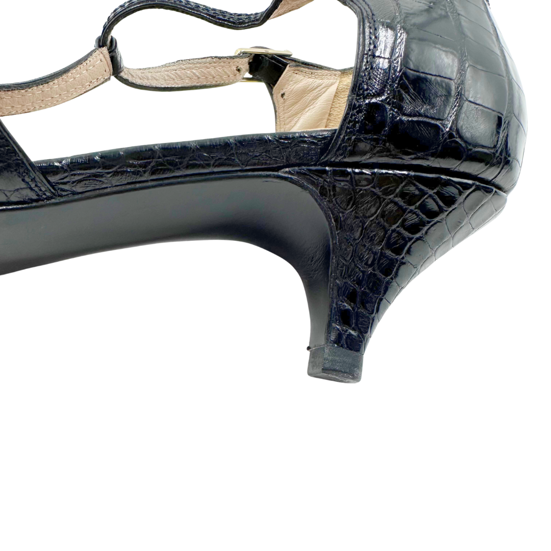 Chanel 7.5 38 Black Leather Heels