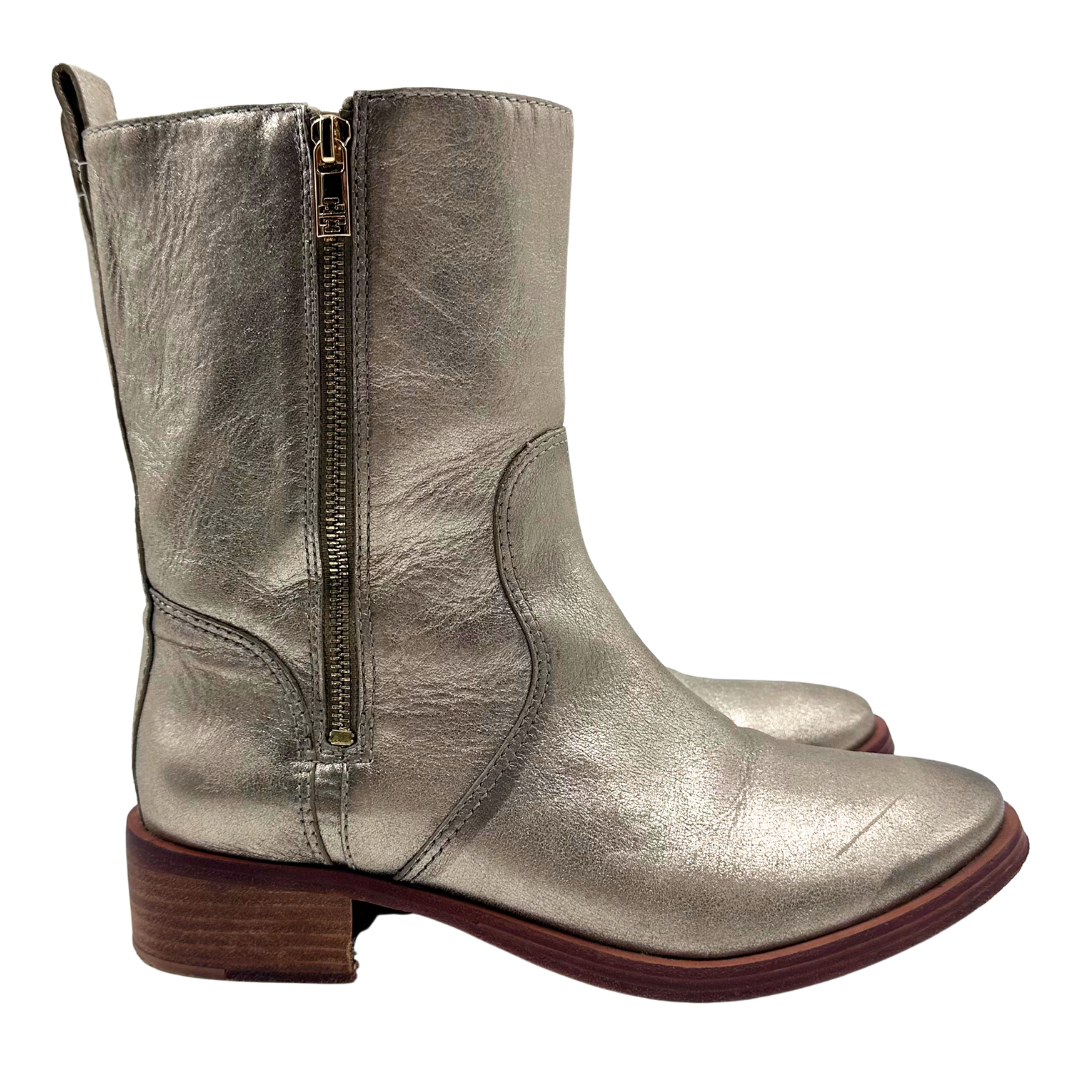 Tory Burch 10.5 Gold Metallic Leather Booties
