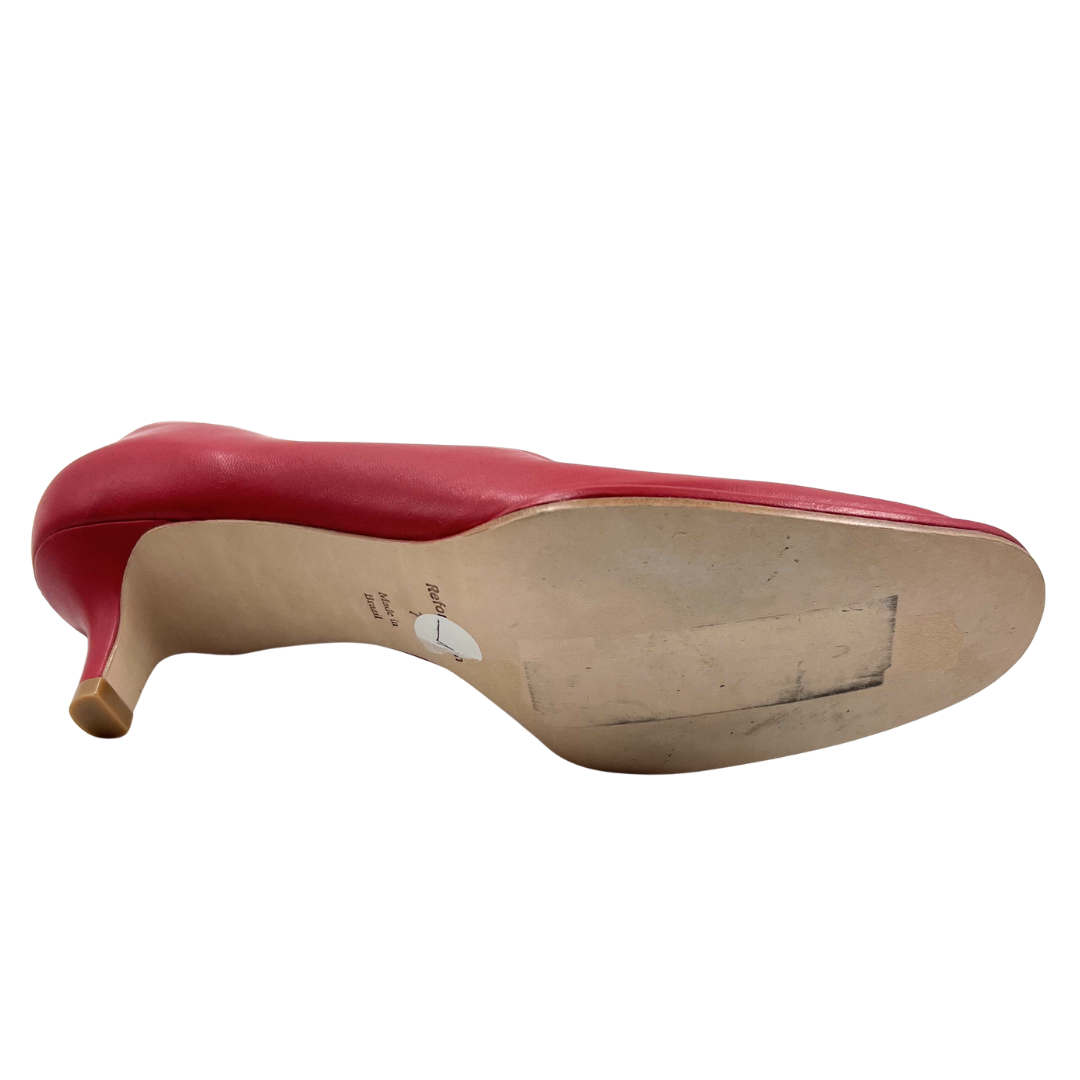 Reformation 7 Red Leather Gracelynn Heels