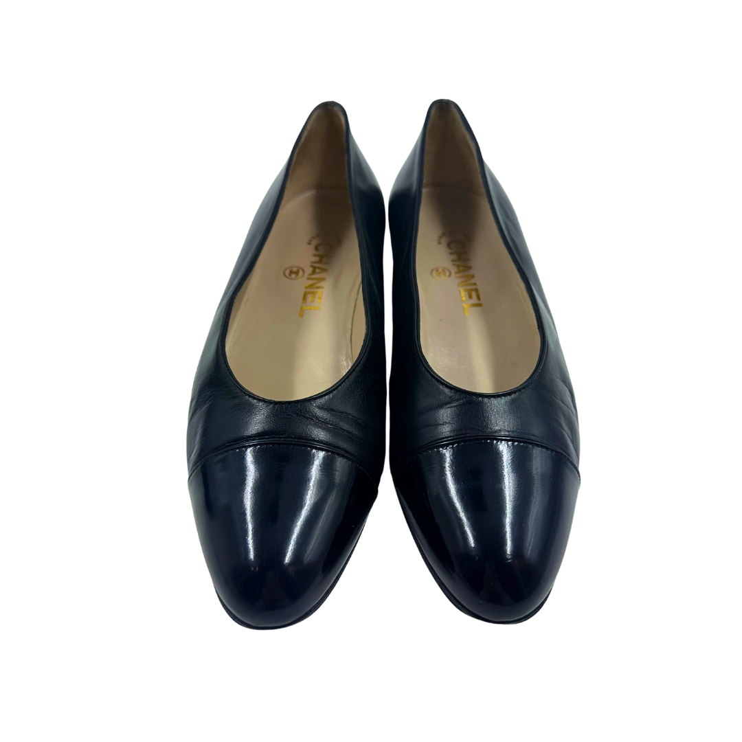 Chanel Black Leather Flats