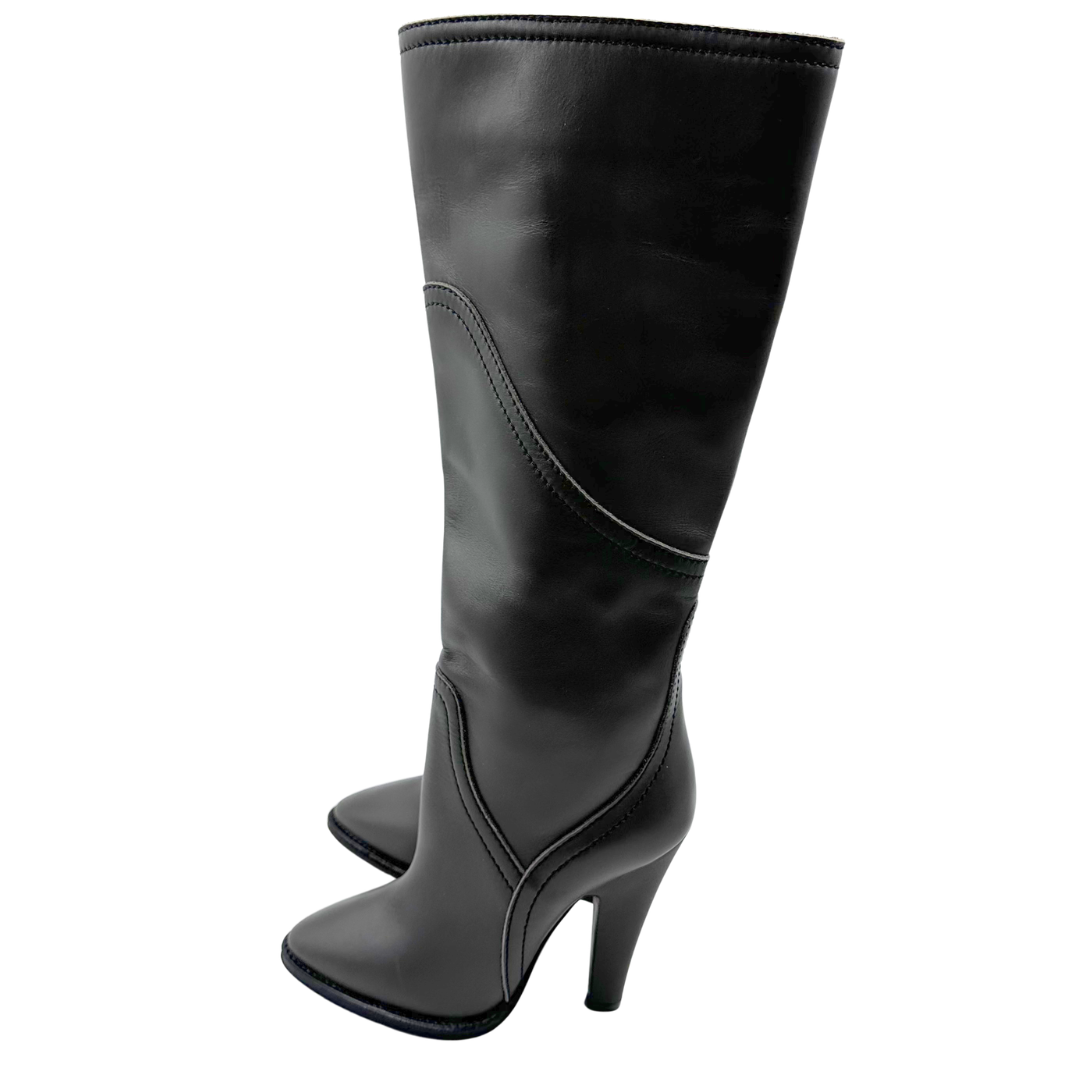 YSL 7.5 37.5 Green Leather Boots