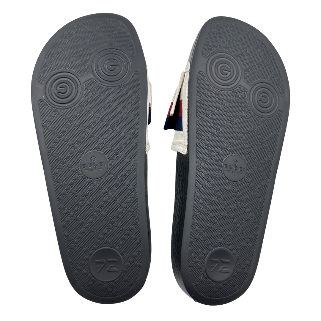 Gucci 7.5 38 Ivory/Red/Navy Fabric Slides