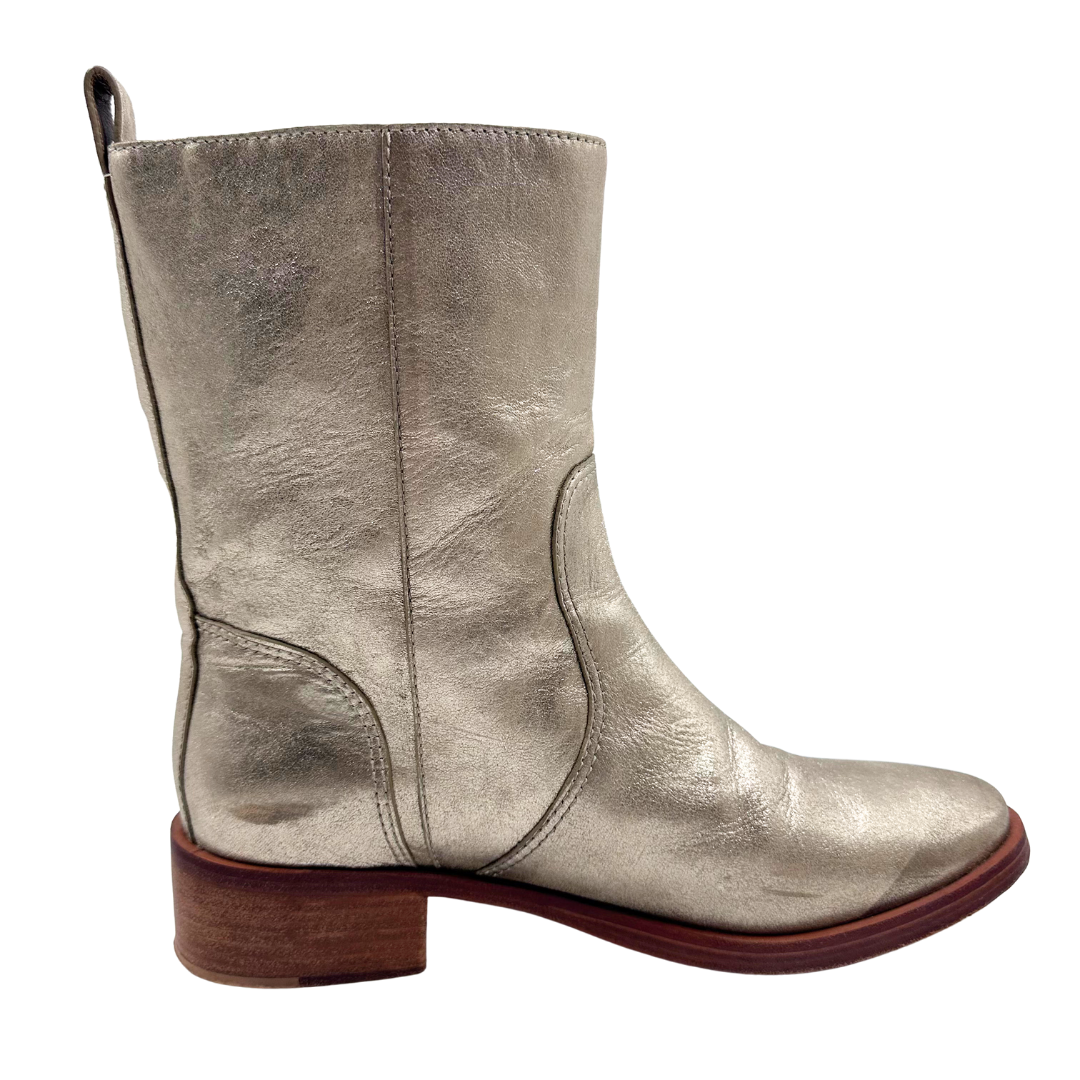 Tory Burch 10.5 Gold Metallic Leather Booties