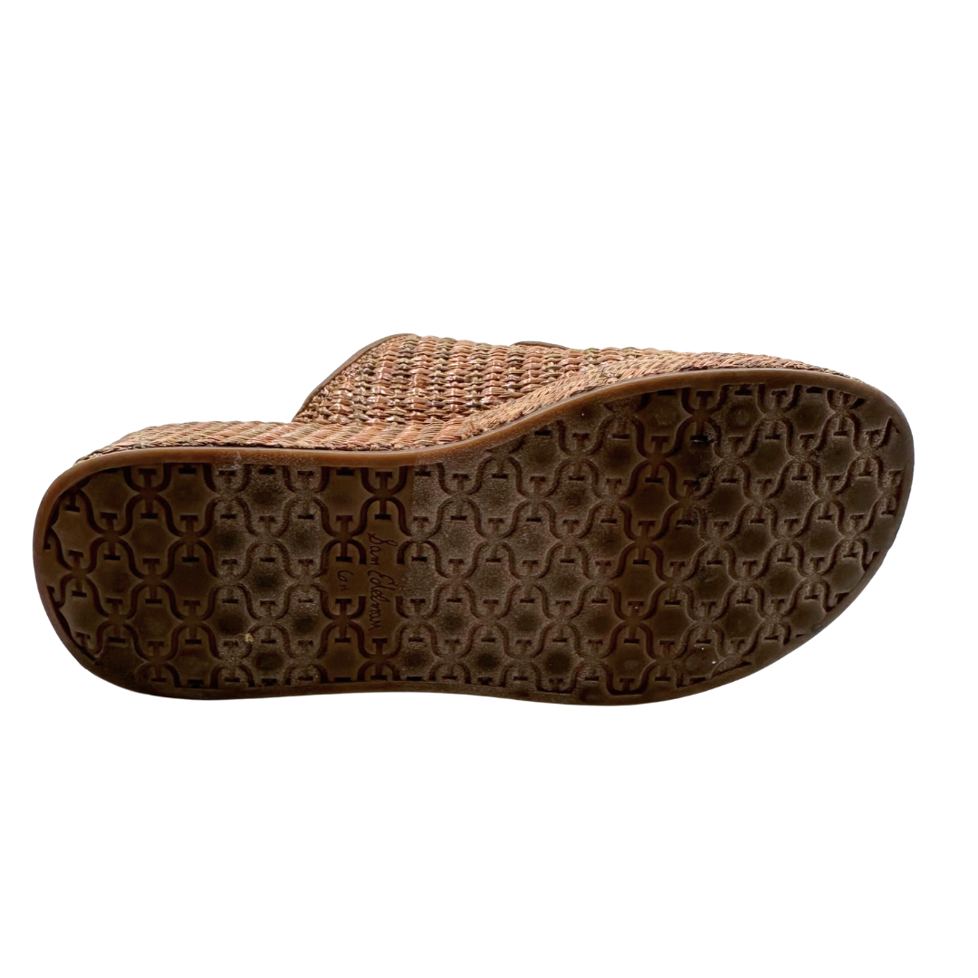Sam Edelman 6 Tan/Brown Faux Leather Slides