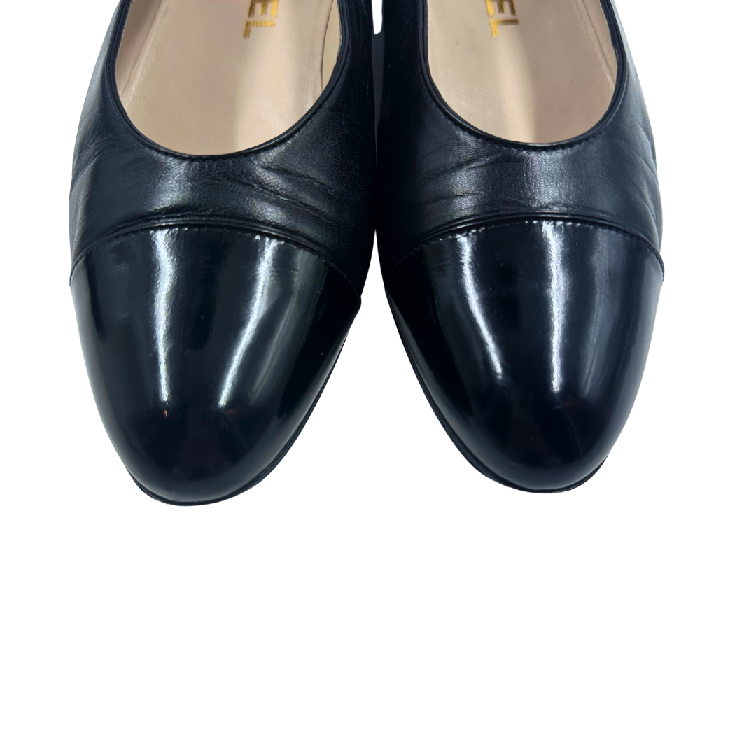 Chanel Black Leather Flats