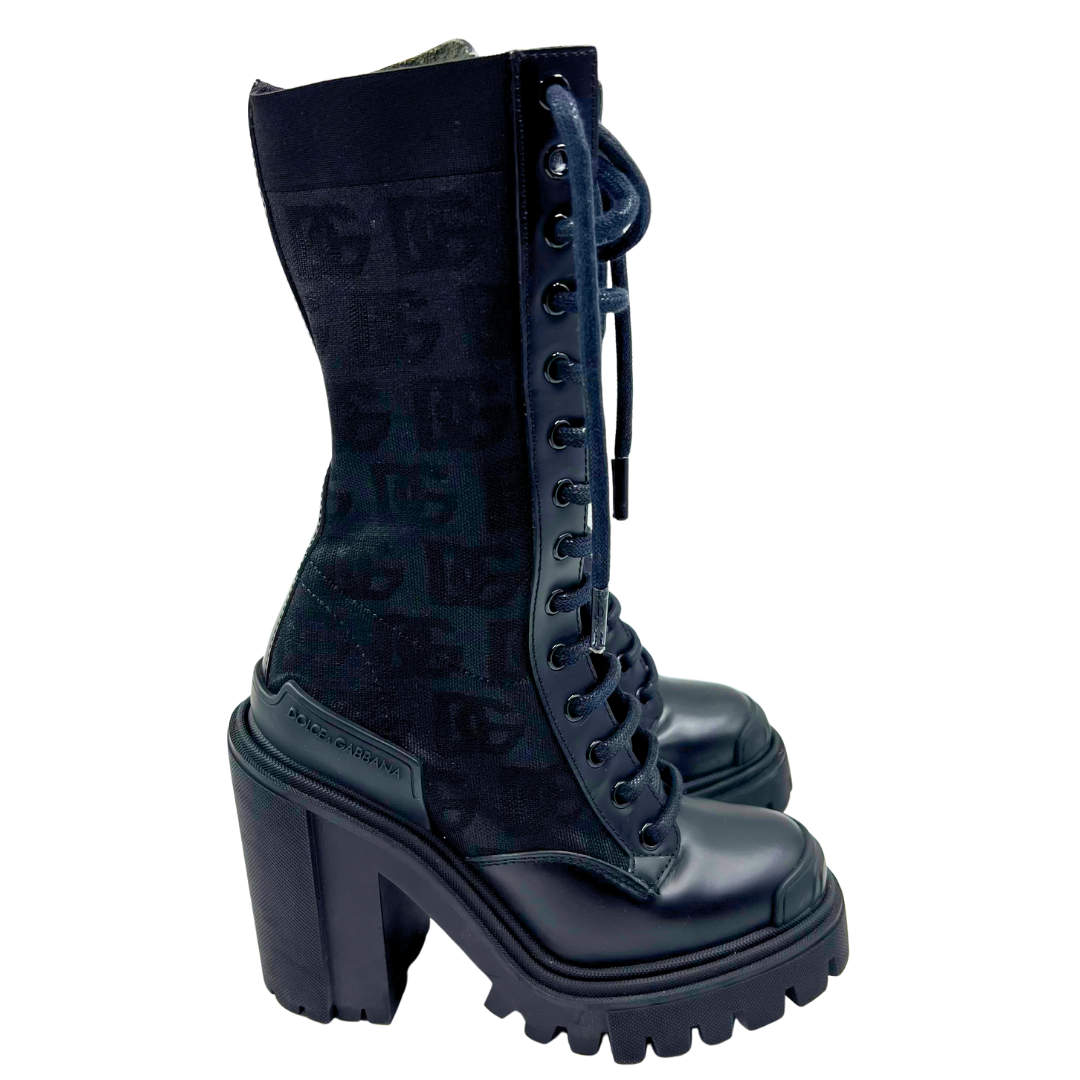 Dolce & Gabbana 5.5 35.5 Black Leather Boots