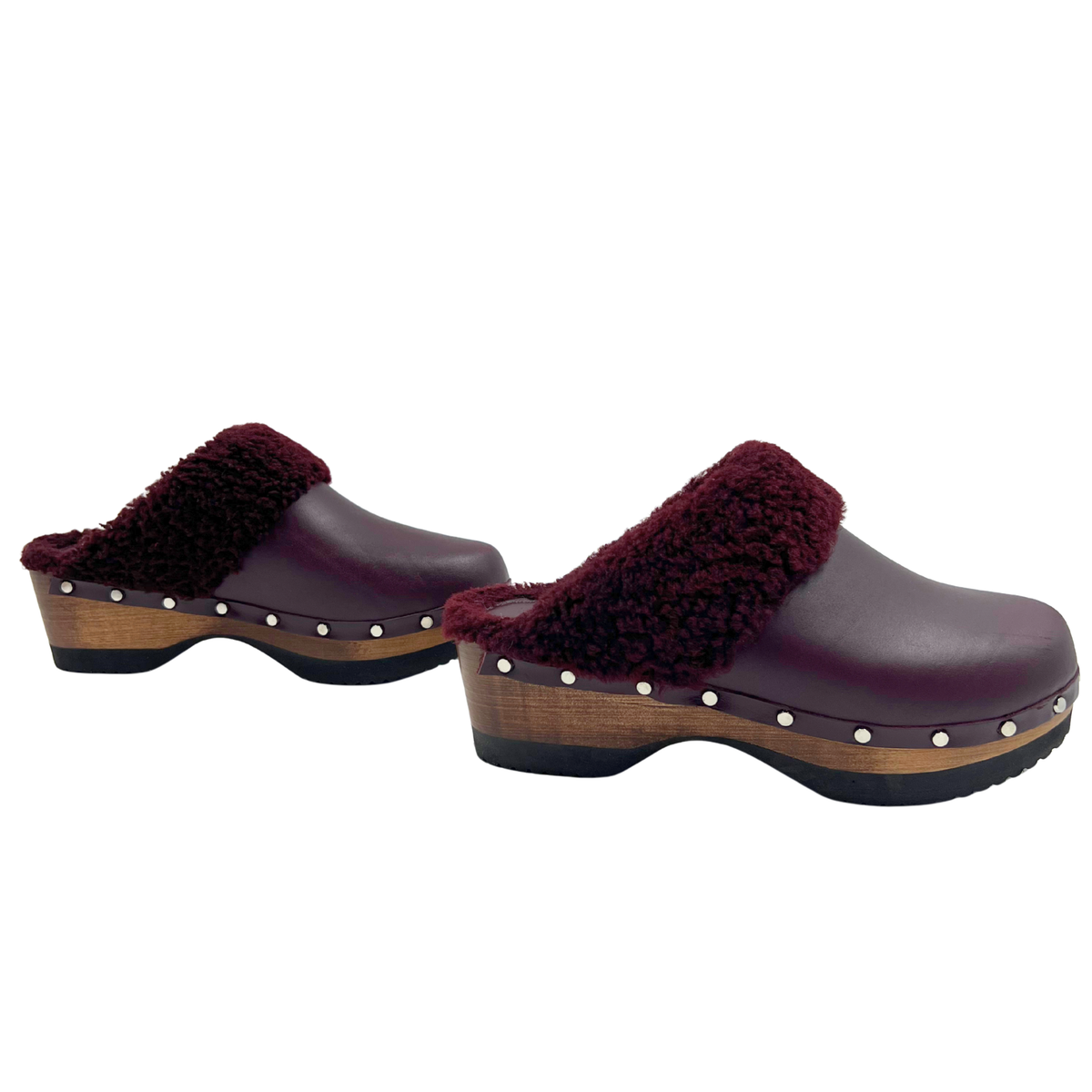 M. Gemi 8 38 Burgundy Leather Clogs