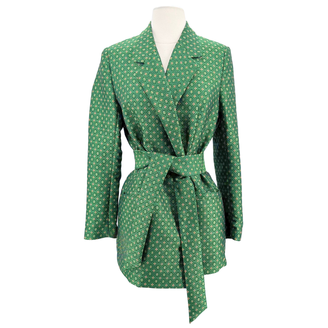 Uterque Size S Green Print Blazer