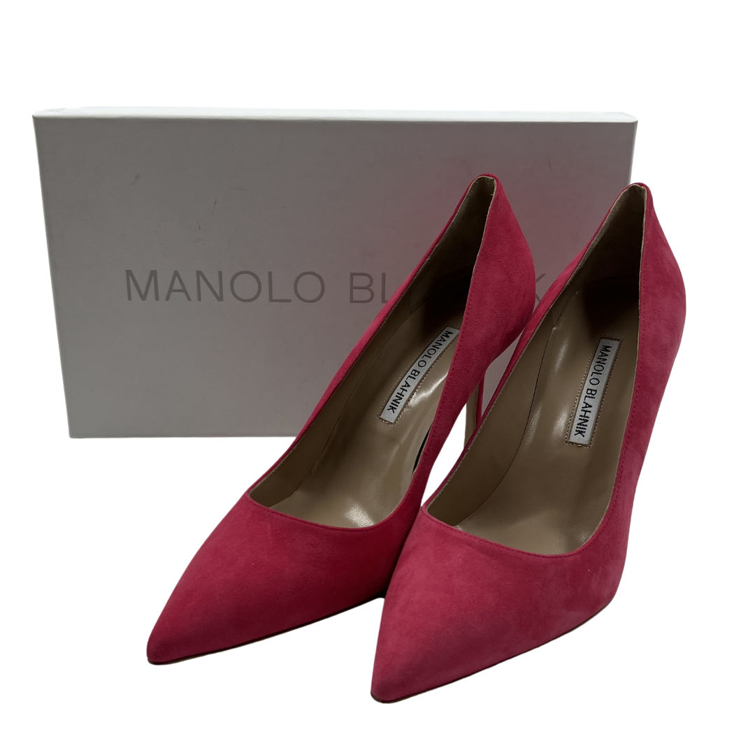 Manolo Blahnik 7.5 38.5 Pink Suede Pumps