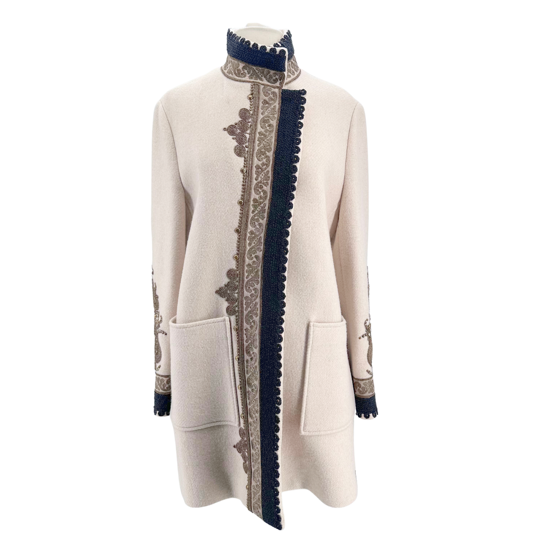 Etro Size 8 44 Cream Multi Coat