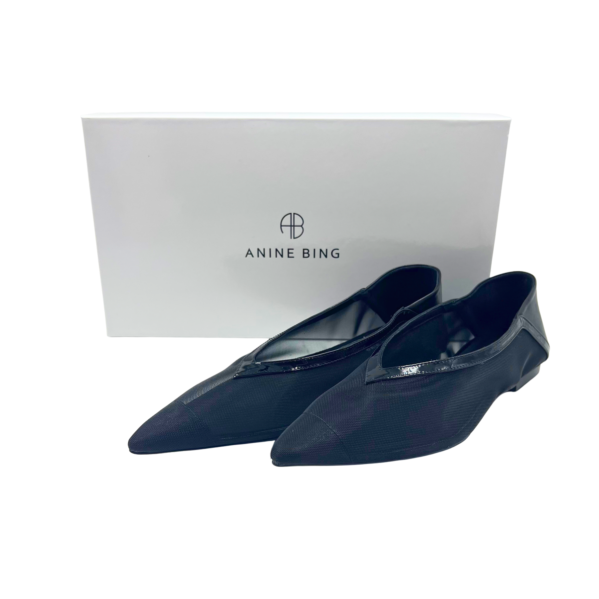 Anine Bing 7 37 Black Mesh Flats