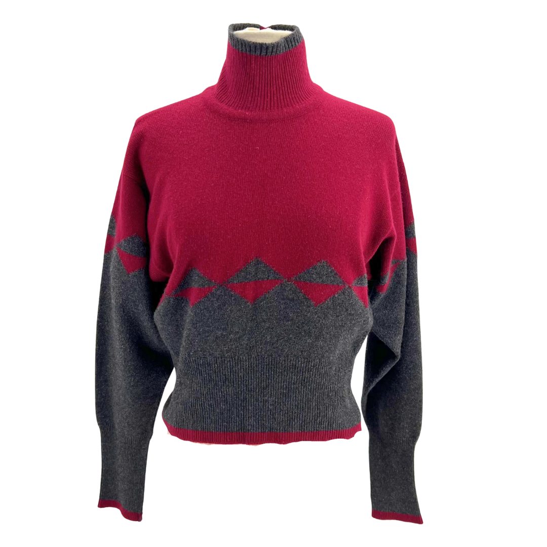 Chanel Burgundy/Grey Sweater
