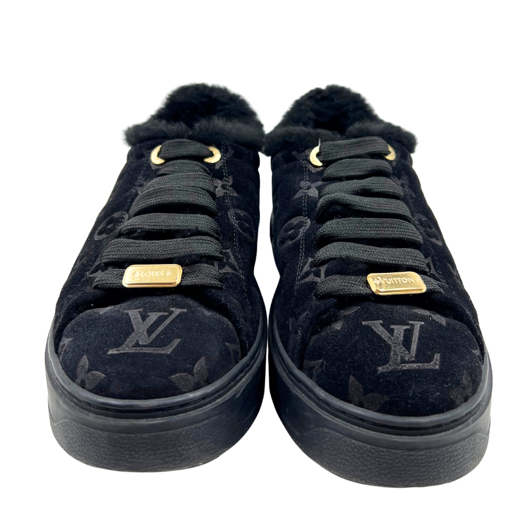 Louis Vuitton 37 Black/Gold shearling/suede Sneakers