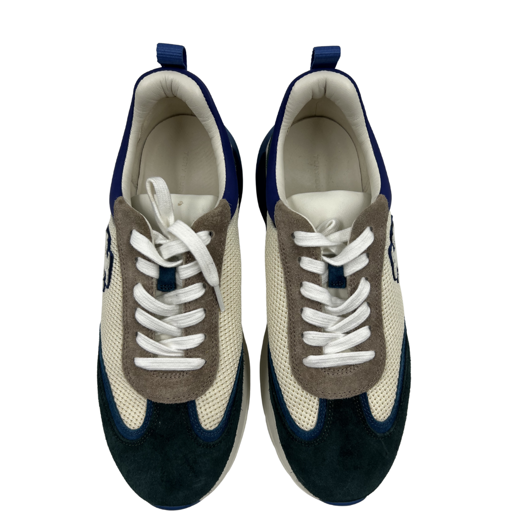 Tory Burch 10 blue/green Leather/Textile Good Luck Sneakers