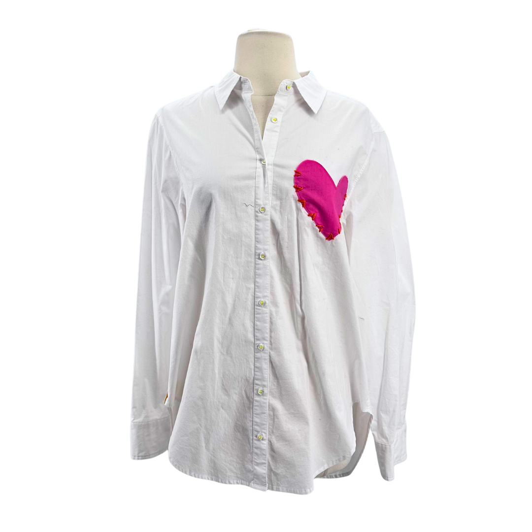 Kerri Rosenthal White/Pink Button up