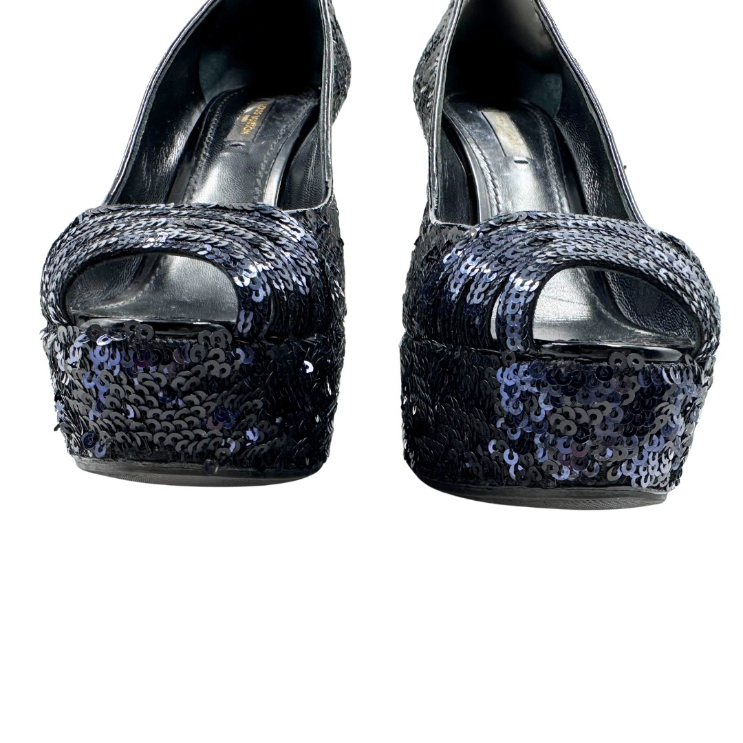 Louis Vuitton 7.5 37.5 Blue Sequins Heels