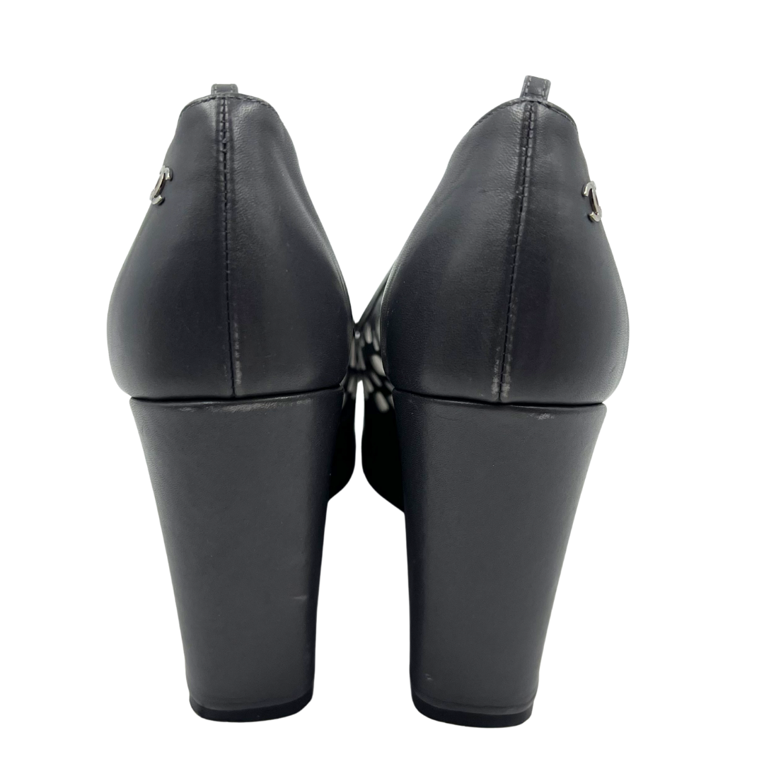Chanel 38.5 Grey Leather Heels